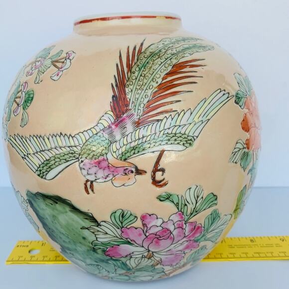 Antique Chinese Famille Rose Porcelain Phoenix Birds Ginger Jar vase - Picture 13 of 13